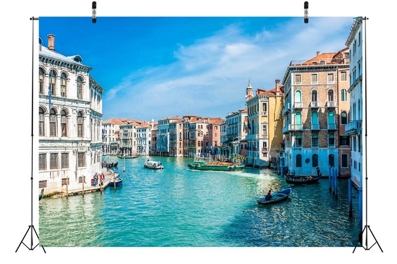 BELECO 7x5ft Fabric Venice Italy Backdrop Grand Canal Water Streets Boats Gondolas Europe Travel Photography Backdrop Italian Party Decorations Adult Game Birthday Photoshoot Photo Background Props - Image 5